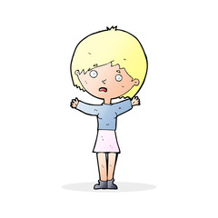 cartoon worried woman