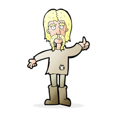 cartoon hippie man giving thumbs up symbol