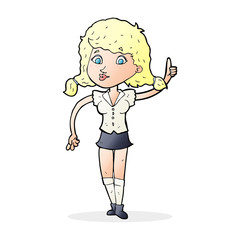 cartoon pretty woman with idea