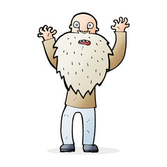 cartoon frightened old man with beard