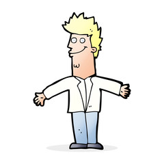 cartoon happy man with open arms