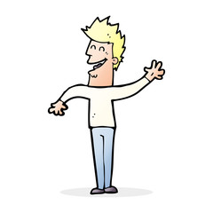 cartoon happy man waving