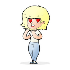cartoon woman in love