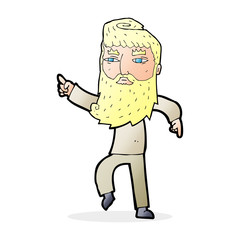 cartoon bearded man pointing the way