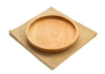 wooden tray isolated on white