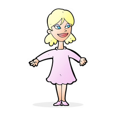 cartoon woman with open arms