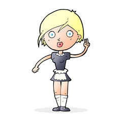 cartoon waitress making hand gesture