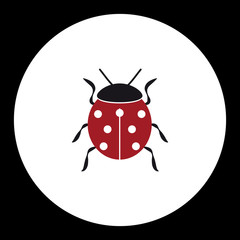 red ladybug animal symbol simple black icon eps10