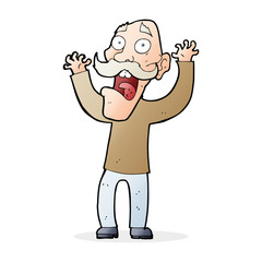 cartoon old man getting a fright