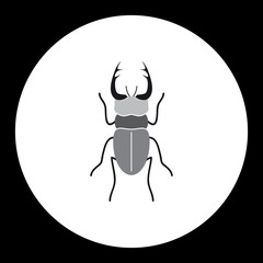 simple black longhorn beetle black icon eps10