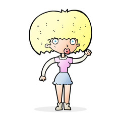 cartoon woman waving