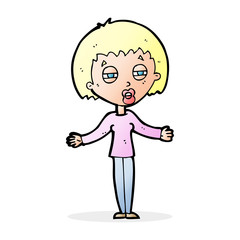 cartoon suspicious woman