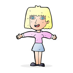 cartoon excited woman
