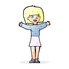 cartoon excited woman