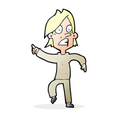 cartoon worried man pointing