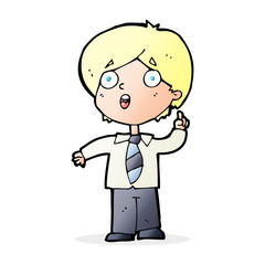 cartoon schoolboy answering question