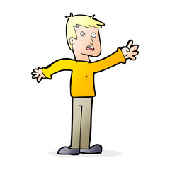 cartoon worried man reaching