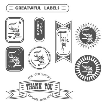 vintage hipster label with thank you vector eps 
