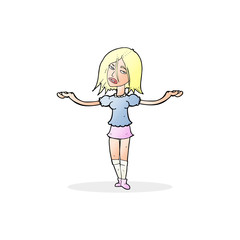 cartoon woman shrugging shoulders