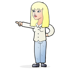 cartoon pretty woman pointing