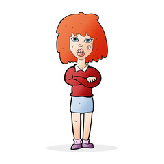 cartoon tough woman with folded arms