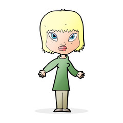 cartoon woman with open arms