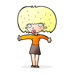 cartoon woman giving thumbs up symbol