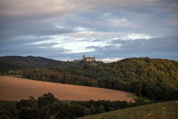 Ruins of a castle in sunset