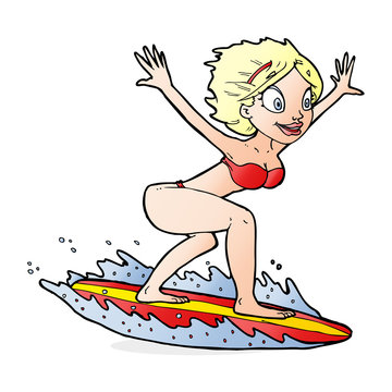 cartoon surfer girl