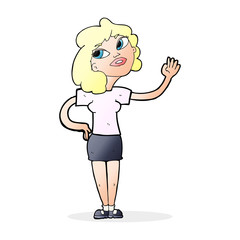 cartoon woman waving