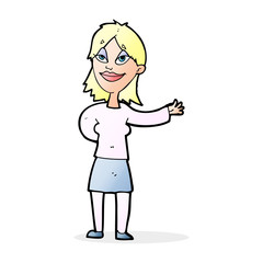 cartoon woman gesturing to show something