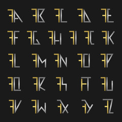 Letter F with alphabet