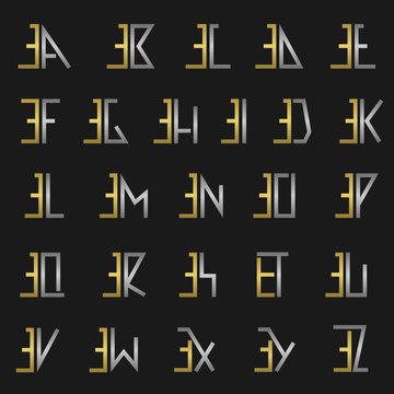 Letter E with alphabet