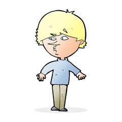 cartoon suspicious man looking over shoulder