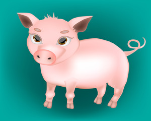 Very beautiful baby pig. Vector 3D
