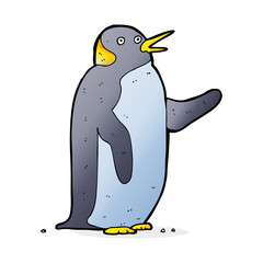 cartoon penguin waving