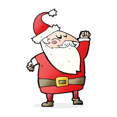 cartoon santa claus punching air