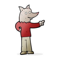 cartoon wolf man pointing