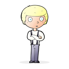 cartoon staring boy with folded arms