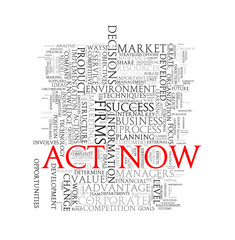 Word tags wordcloud of act now