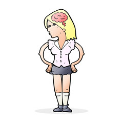 cartoon intelligent woman