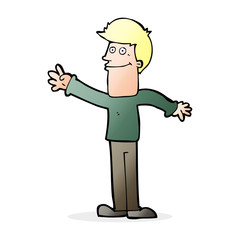 cartoon happy man waving