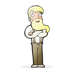 cartoon bearded hipster man