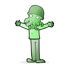cartoon alien squid face man