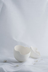 egg shell on a vintage background.