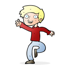 cartoon excited boy dancing