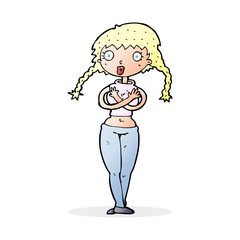 cartoon offended woman covering herself