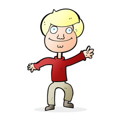 Obraz premium cartoon happy man waving