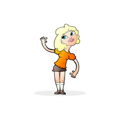 cartoon woman waving