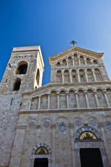 Fototapeta na wymiar Architectural details at the entrance to Cagliari cathedral, Sardinia, Italy